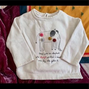 Zara baby elephant Pom Pom sweatshirt